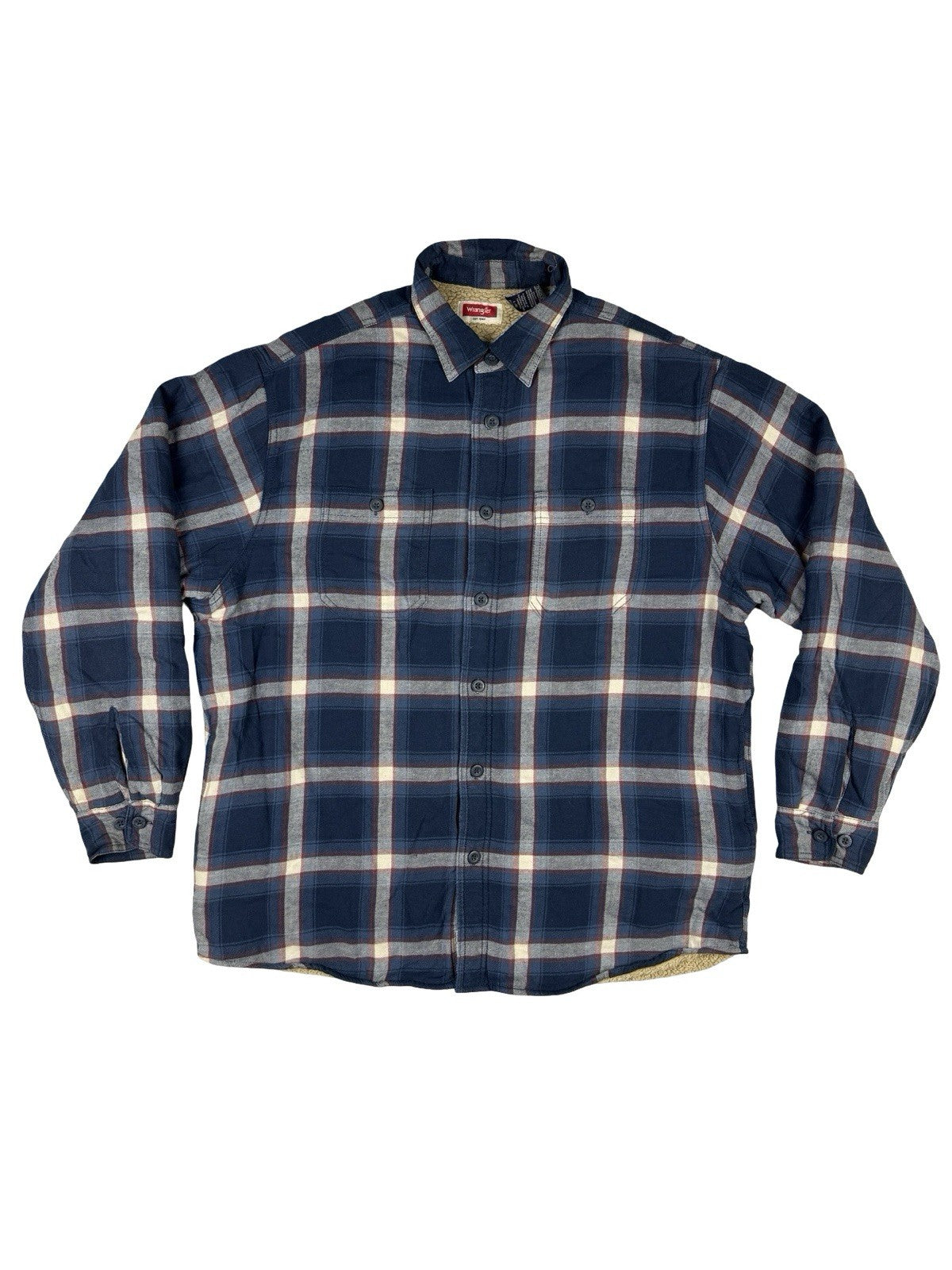 Wrangler Blue Plaid Fleece Lined Shirt Jacket Large