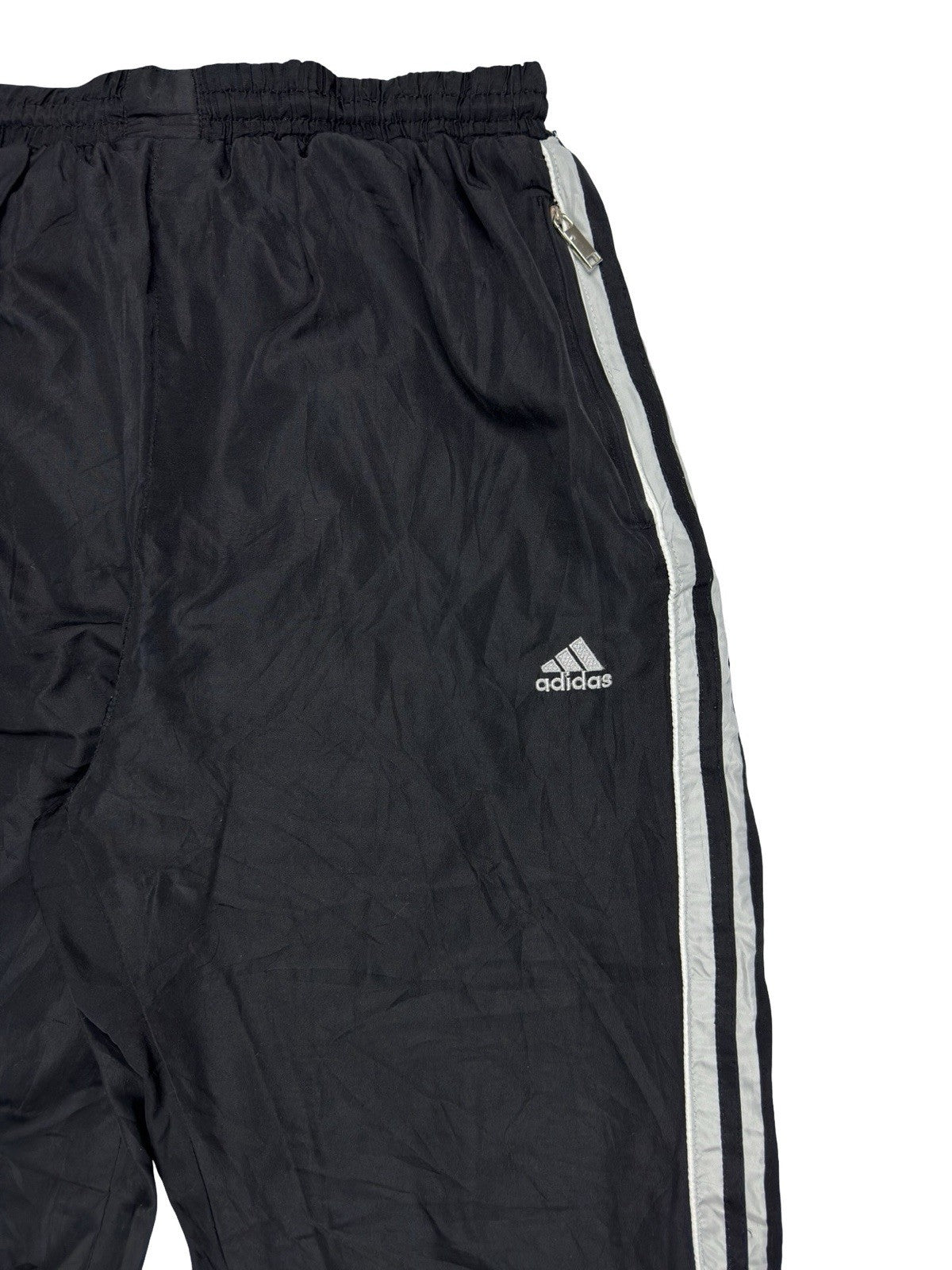 Adidas Vintage Lined Black Polyester Tracksuit Bottoms Pant Trousers Large