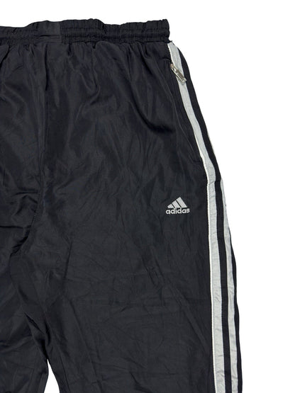 Adidas Vintage Lined Black Polyester Tracksuit Bottoms Pant Trousers Large