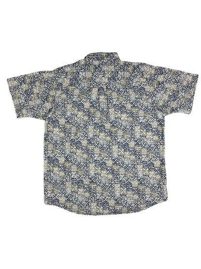 David Taylor Retro Multicolour Floral Pattern Short Sleeve Cotton Shirt Large
