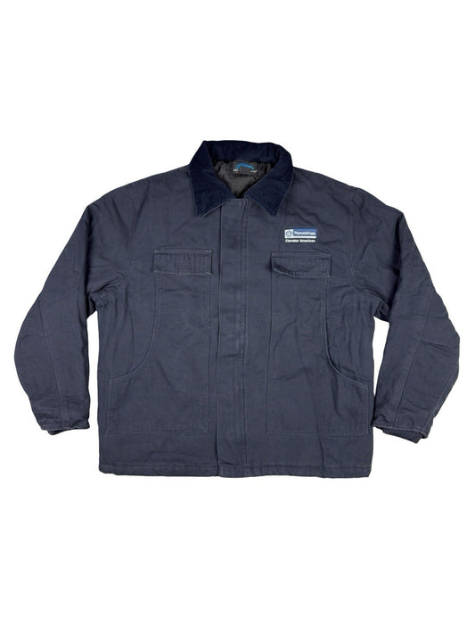Tri-Mountain Retro Blue Insulated Zip Americana Work Jacket Large