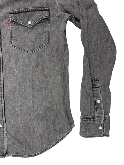 Levi's Faded Grey Pearl Snap Western Cotton Denim Shirt Small
