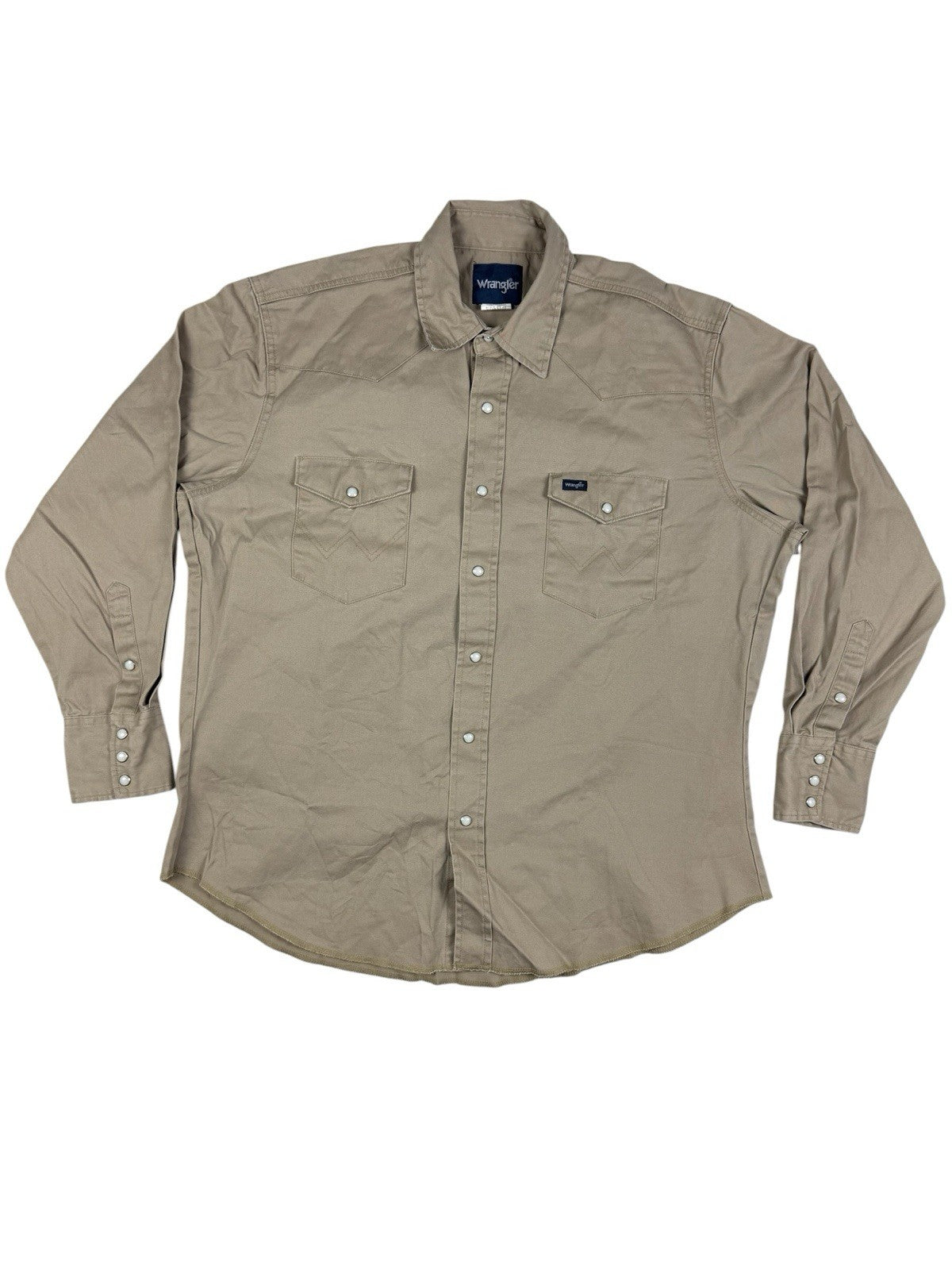 Wrangler Beige Pearl Snap Western Cowboy Shirt XL