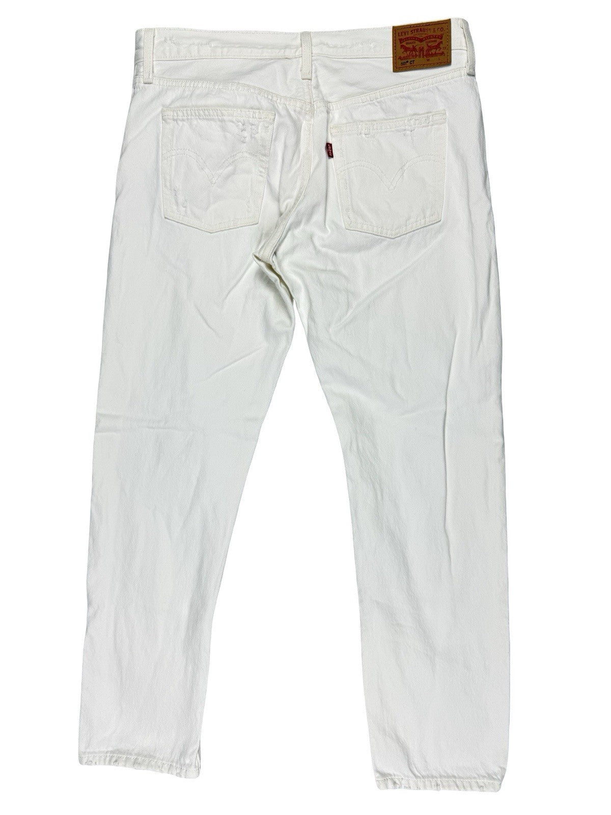 Levi's 501 CT White Distressed Denim Jeans 28W 32L