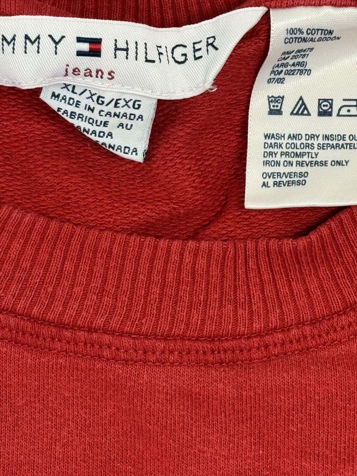 Tommy Hilfiger Red Retro Y2K Printed Cotton Sweater Jumper XL