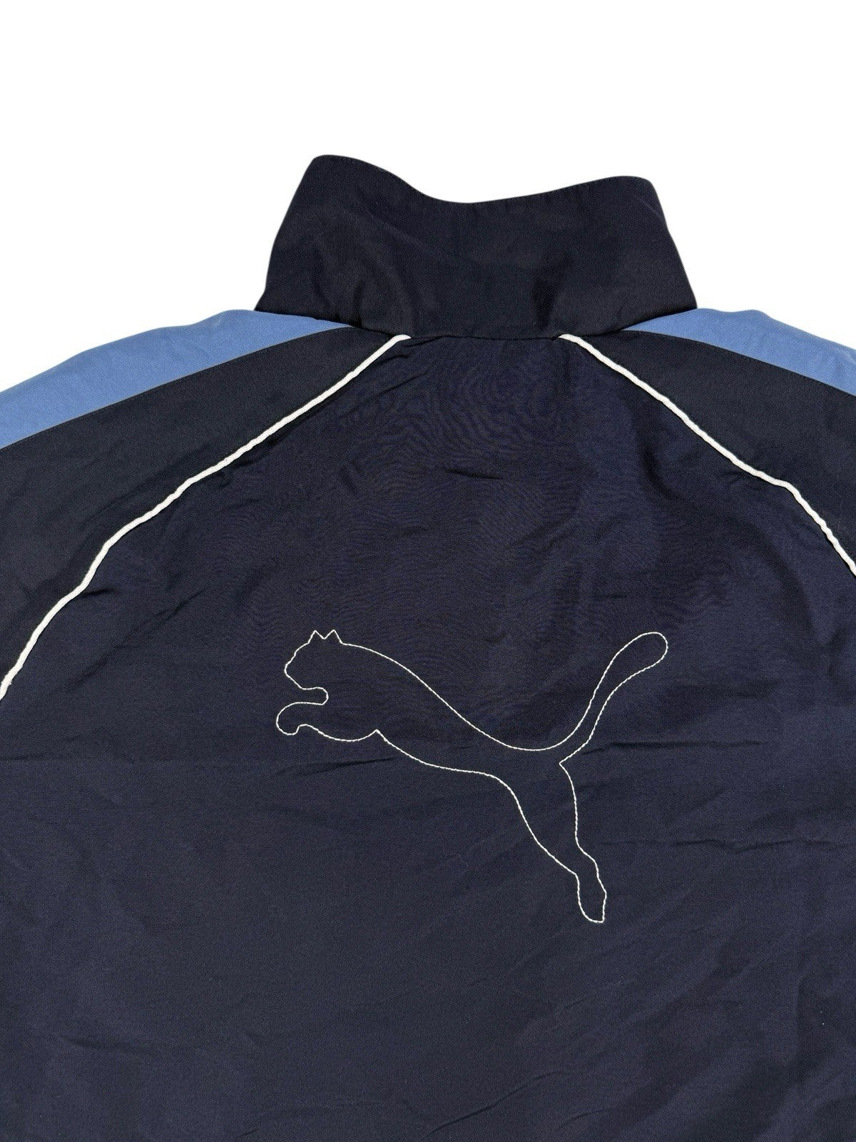 Puma Blue Retro Mesh Lined Y2K Zip Track Jacket Large