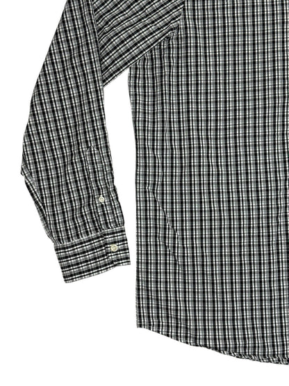 Chaps Black Plaid Stretch Easy Care Shirt 2XL