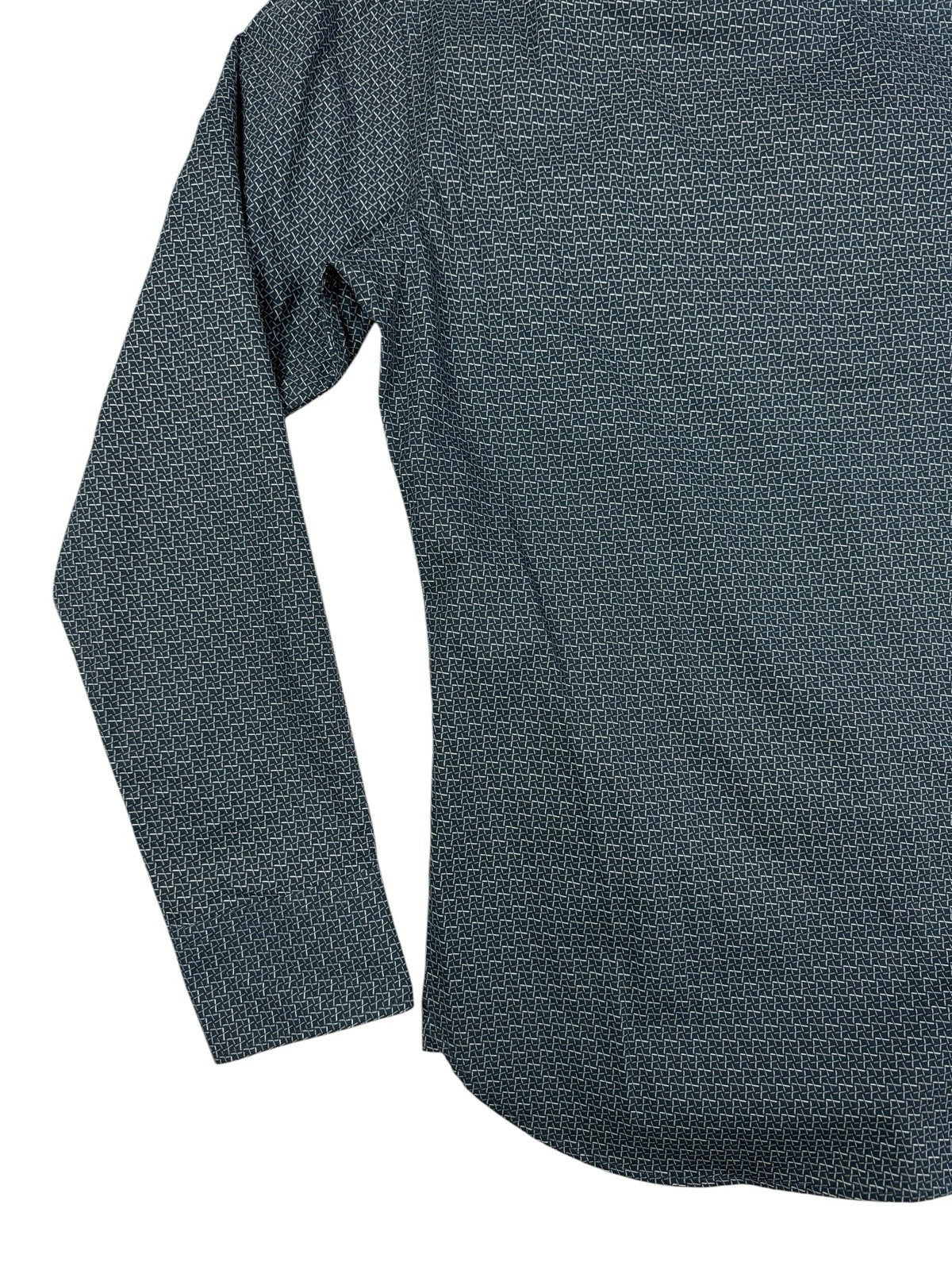 Gianni Feraud Blue Geometric Pattern Slim Fit Dress Shirt Medium (16in Collar)