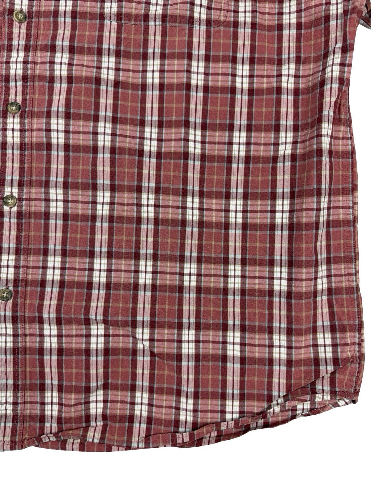Carhartt Retro Red Plaid Short Sleeve Y2K Button Cotton Shirt 2XL