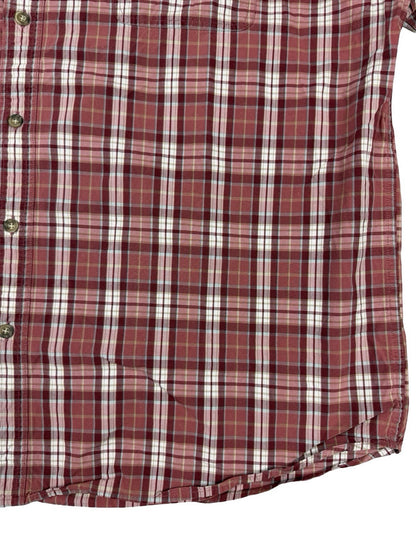 Carhartt Retro Red Plaid Short Sleeve Y2K Button Cotton Shirt 2XL