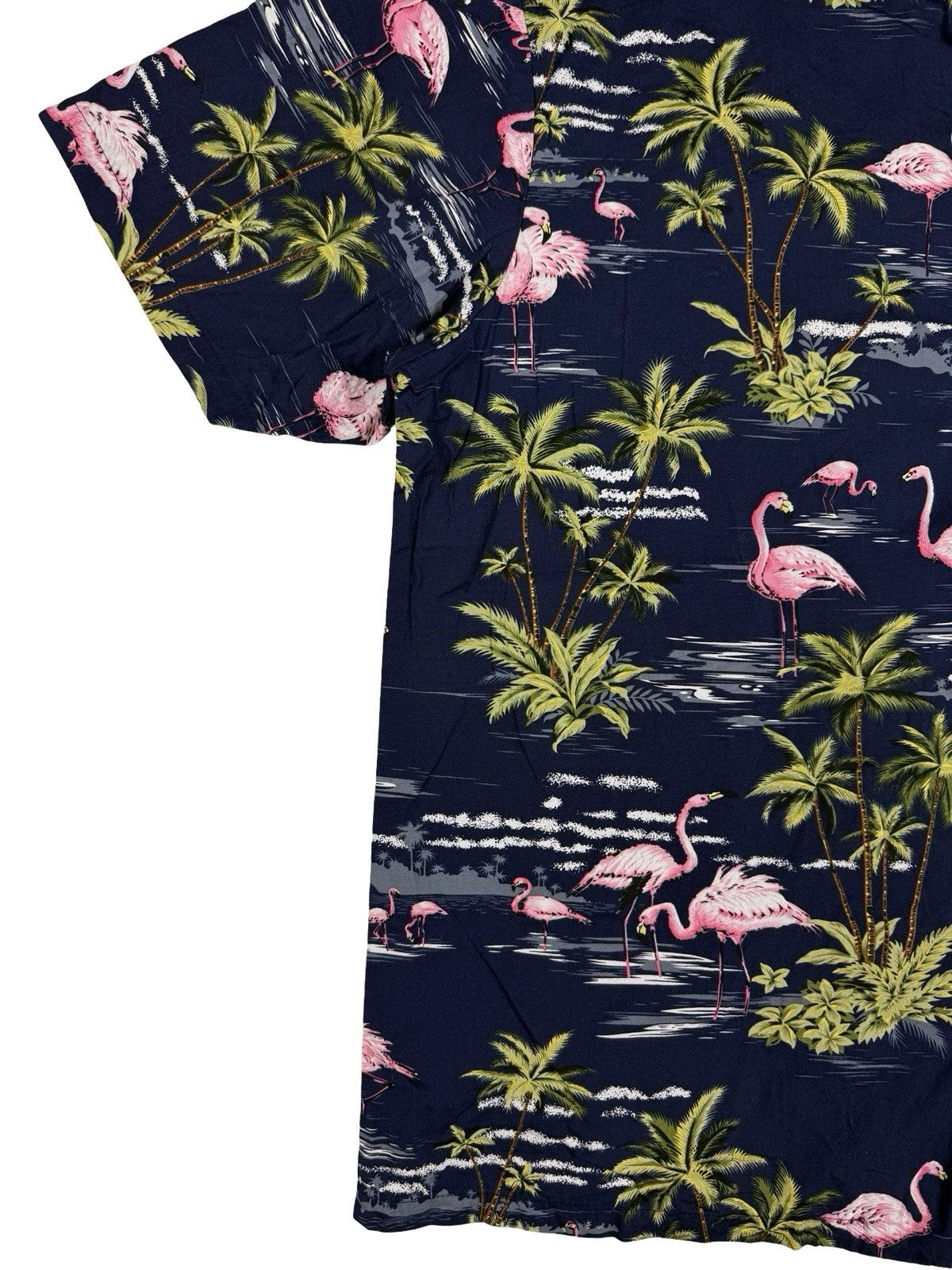 Vintage Ky's Blue Hawaiian Cotton Beach Holiday Flamingo Tropical Shirt XL