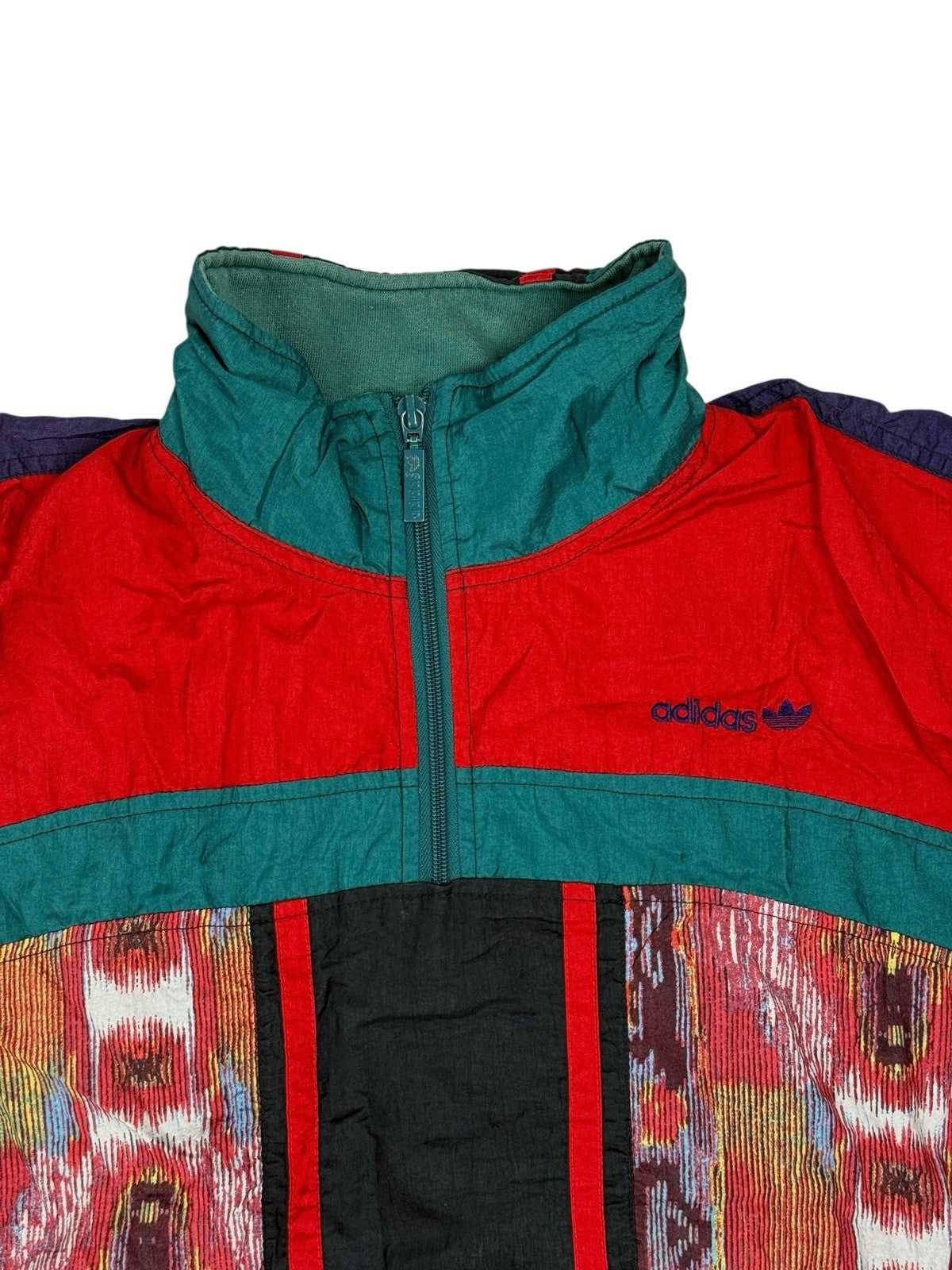 Adidas Vintage Y2K Explosive Reaction Multi Patterned 1/4 Zip Jumper Medium