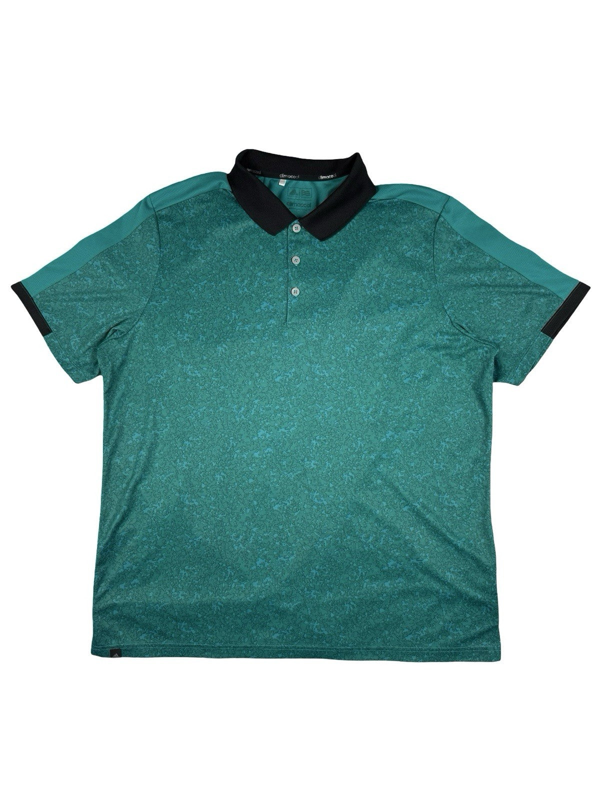 Adidas Green Topography Pattern Climacool Polyester Polo Top XL