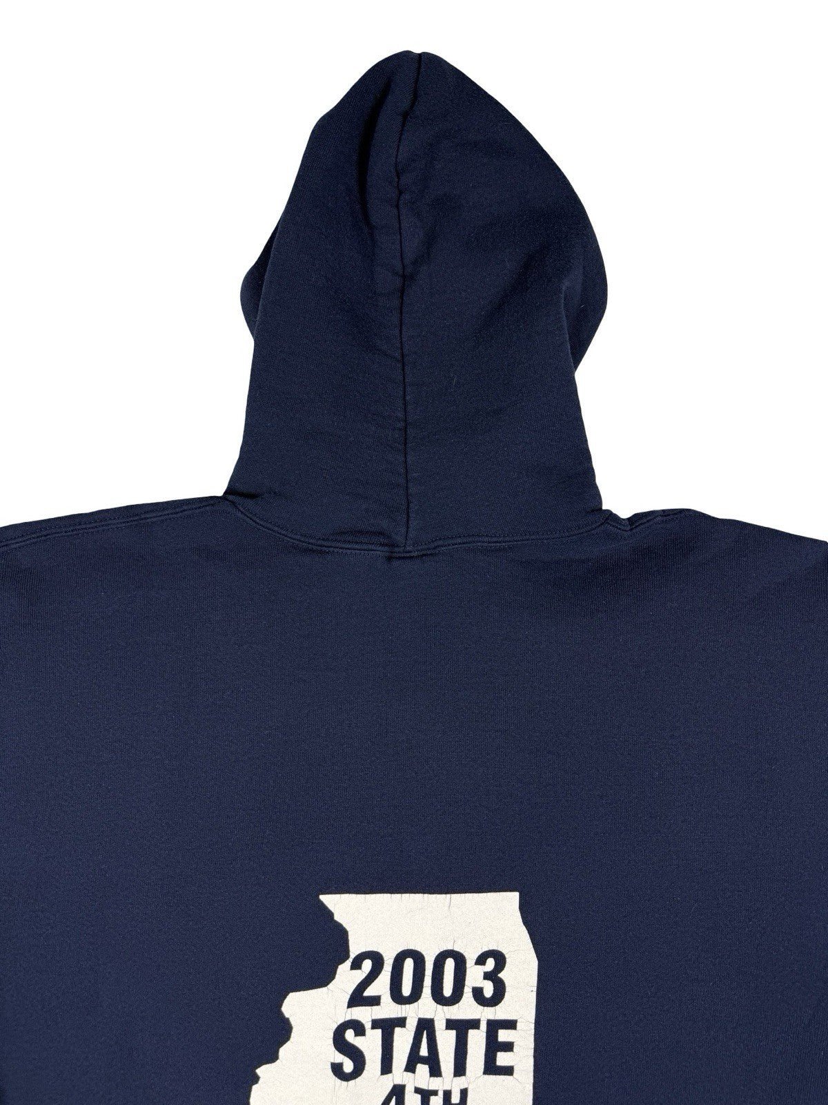 Russell Blue Printed Vtg American School Baseball Hoodie Large