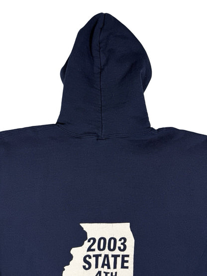 Russell Blue Printed Vtg American School Baseball Hoodie Large
