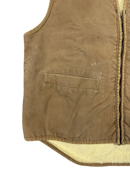 Carhartt Sherpa Lined 90s Beige Work Vest Gilet Body Warmer Large