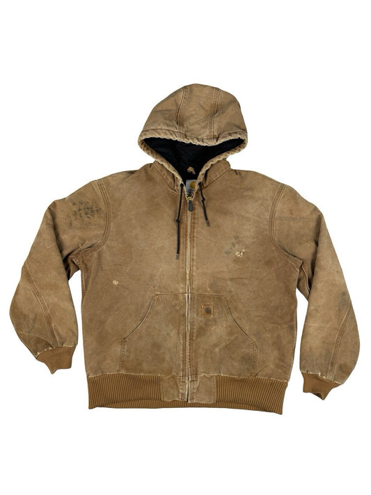 Carhartt J130 Brown Hooded Active Zip Workwear Jacket Medium Regular