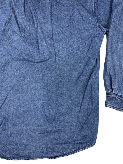 Sun River Vintage Blue Denim Fleece Lined Shirt Jacket Large