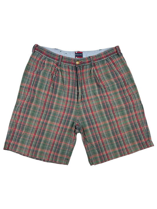 Bugle Boy Vintage Multi Plaid Cotton 90's Shorts 34W