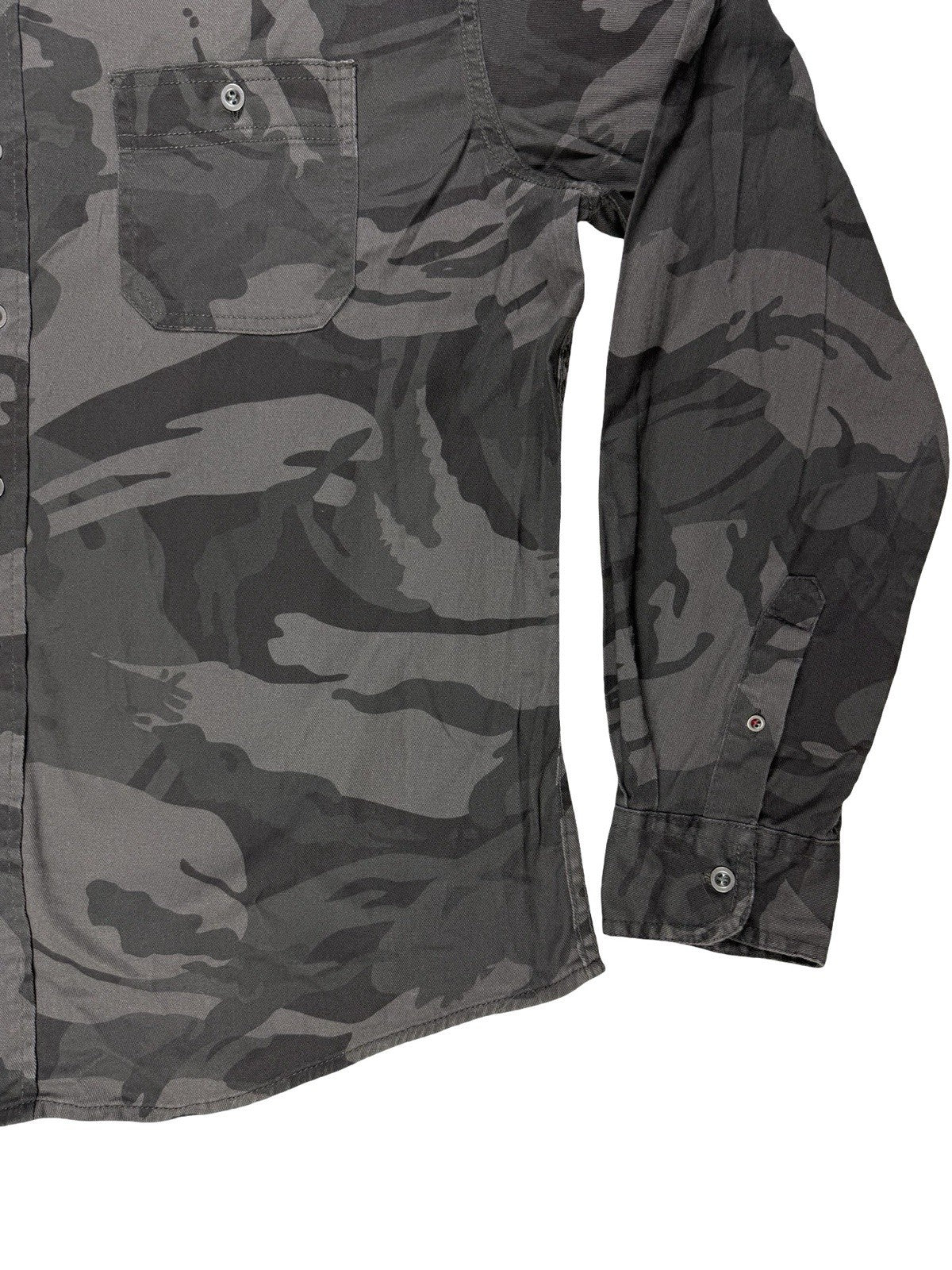 Wrangler Grey Camo Flex Comfort Denim Button Shirt XL