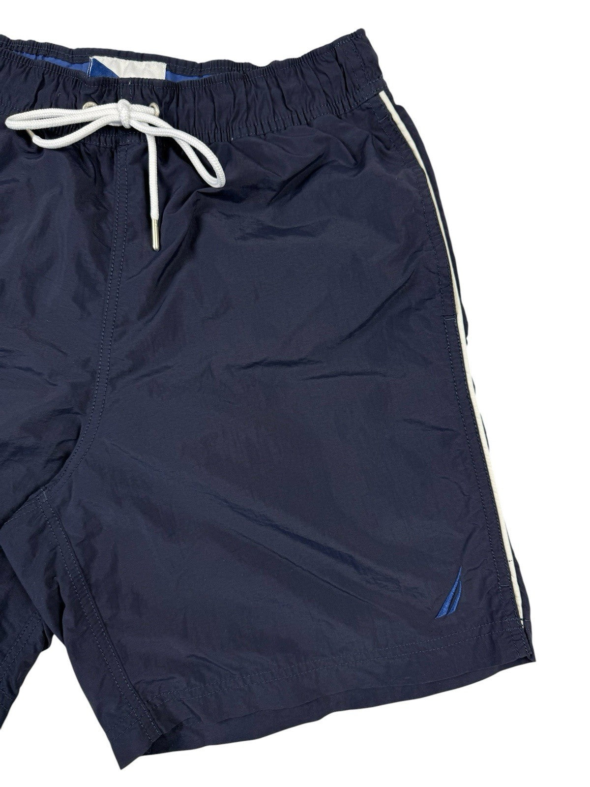 Nautica Blue Lined Retro Style Board Swim Trunk Shorts XS