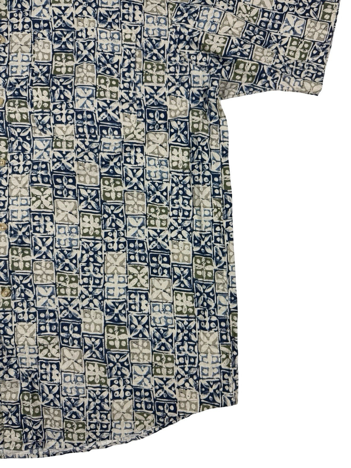 David Taylor Retro Multicolour Floral Pattern Short Sleeve Cotton Shirt Large