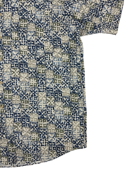David Taylor Retro Multicolour Floral Pattern Short Sleeve Cotton Shirt Large