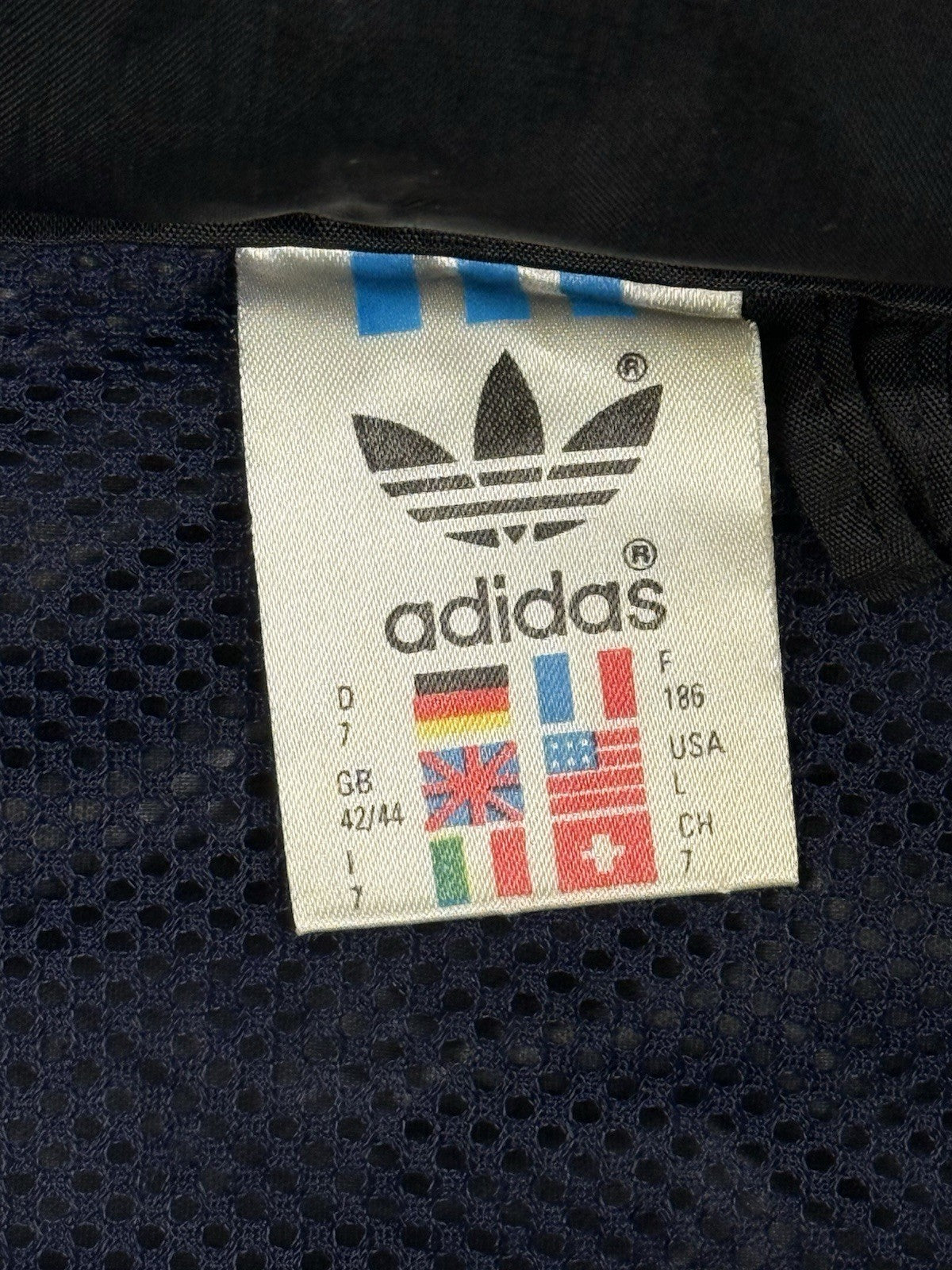 Adidas Vintage Black Hooded Striped Zip Track Jacket Large