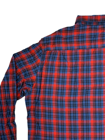 Chaps Retro Blue Plaid Cotton Collared Shirt XL