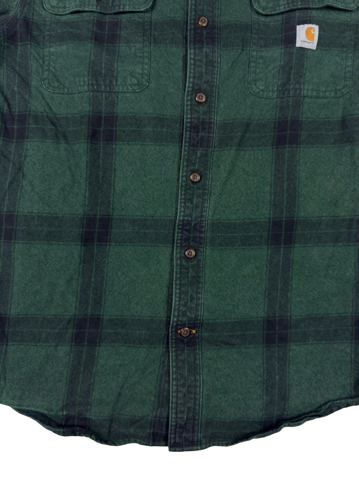 Carhartt Green Plaid Flannel Loose Fit Heavyweight Button Shirt Small