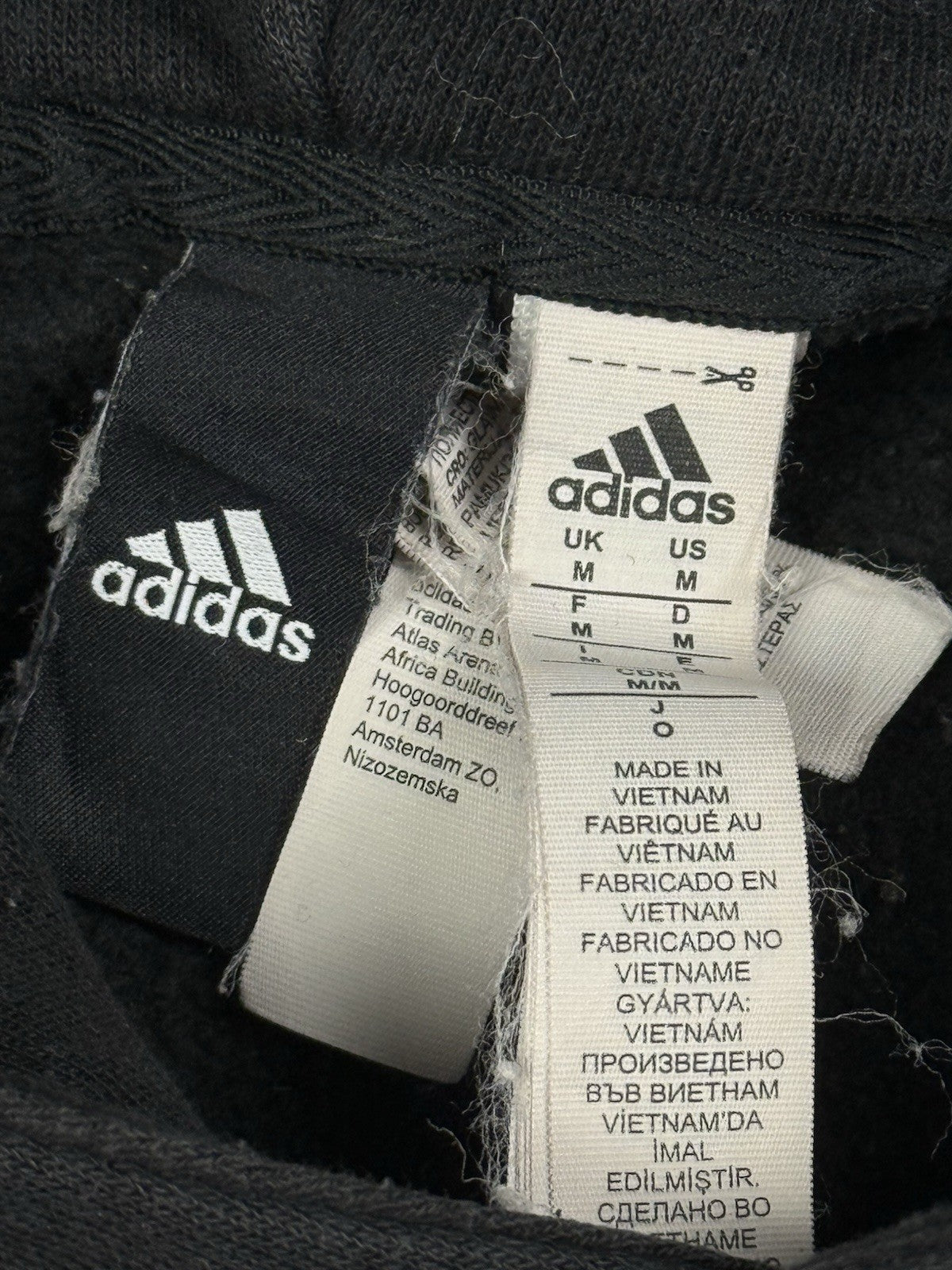 Adidas Black Big Printed Logo Pullover Hoodie Medium