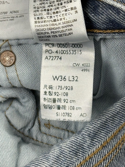 Levi's 501 Blue Straight Leg Distressed Paint Denim Jeans 36W 32L