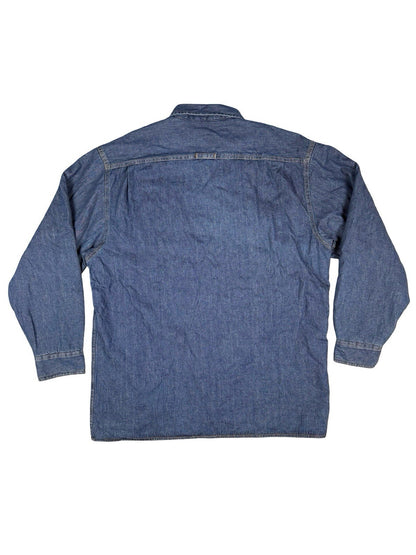 Levi's Blue Sherpa Fleece Lined Haywood Denim Button Shirt Jacket Large