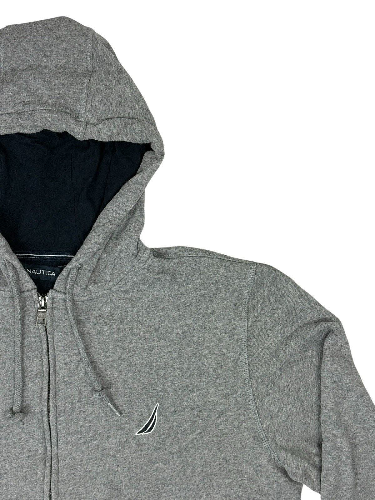 Nautica Grey Zip Through Embroidered Hoodie Jacket Large