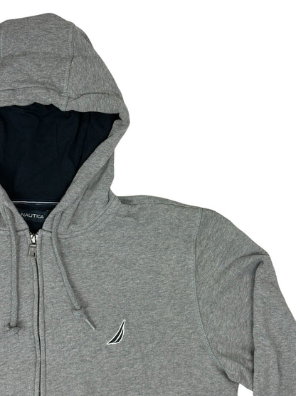 Nautica Grey Zip Through Embroidered Hoodie Jacket Large