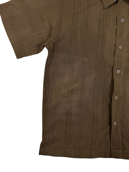 Dickies Striped Brown Polyester Button Shirt Youth Medium (age 8)