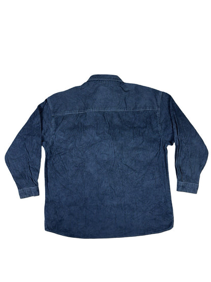 Property Retro Blue Corduroy Cotton Zip Shirt Jacket Large