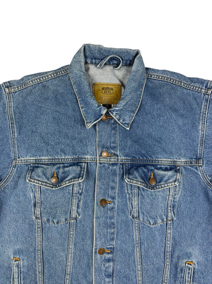 Route 66 Retro Light Blue Denim Y2K Jacket Large
