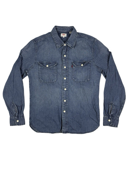 Levi's Blue Cotton Denim Button Up Shirt Small