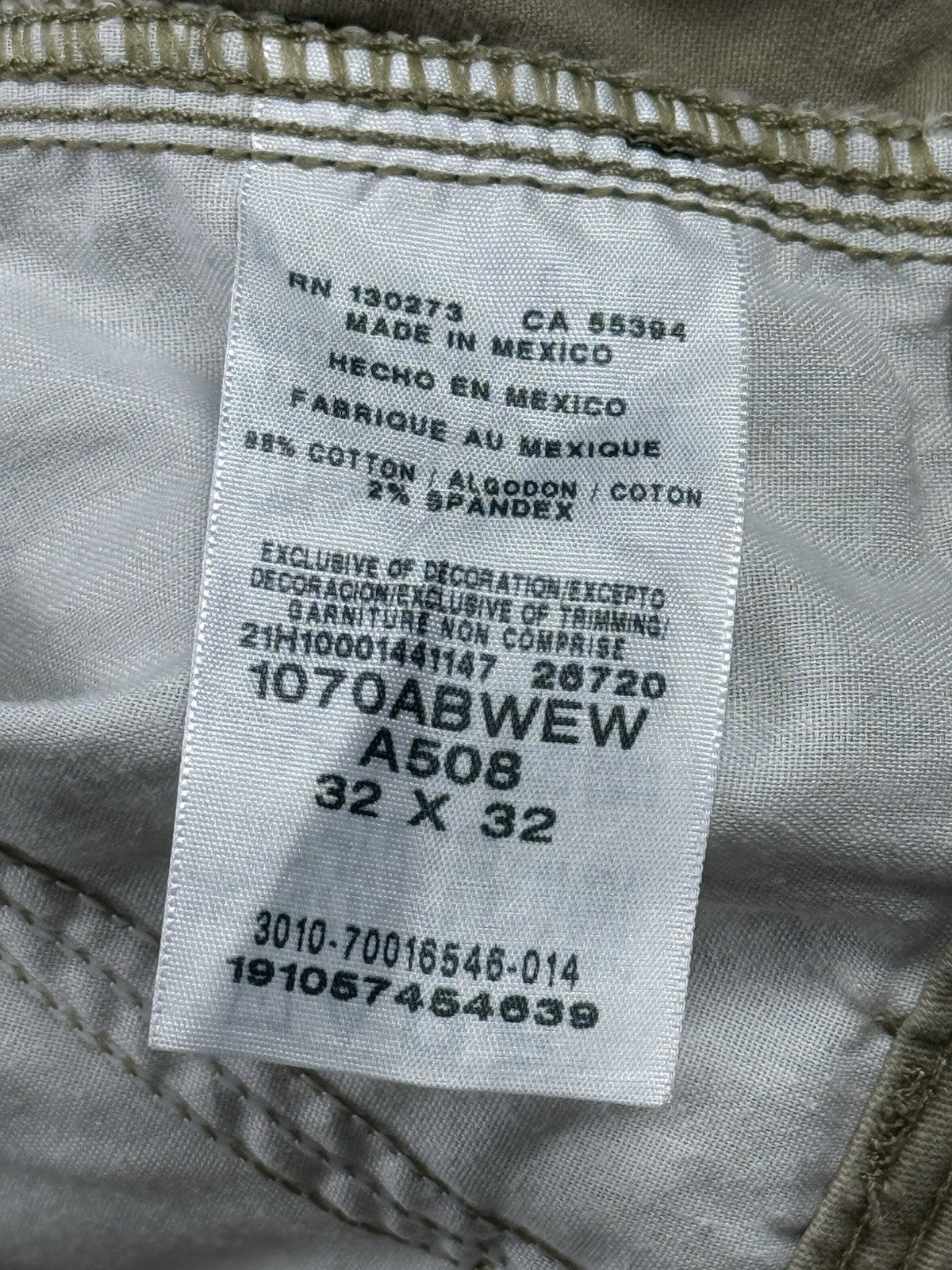 Wrangler Beige Relaxed Fit Cargo Trousers 32W 32L