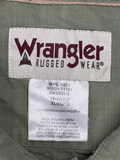Wrangler Green Short Sleeve Button Up Top XL
