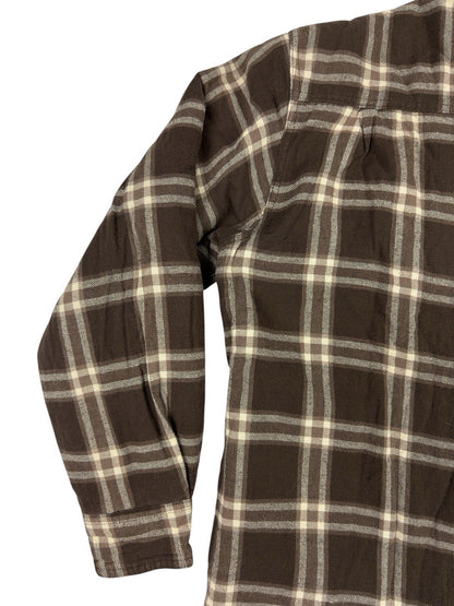 Wrangler Brown Plaid Shearling Fleece Lined Shirt Jacket Medium