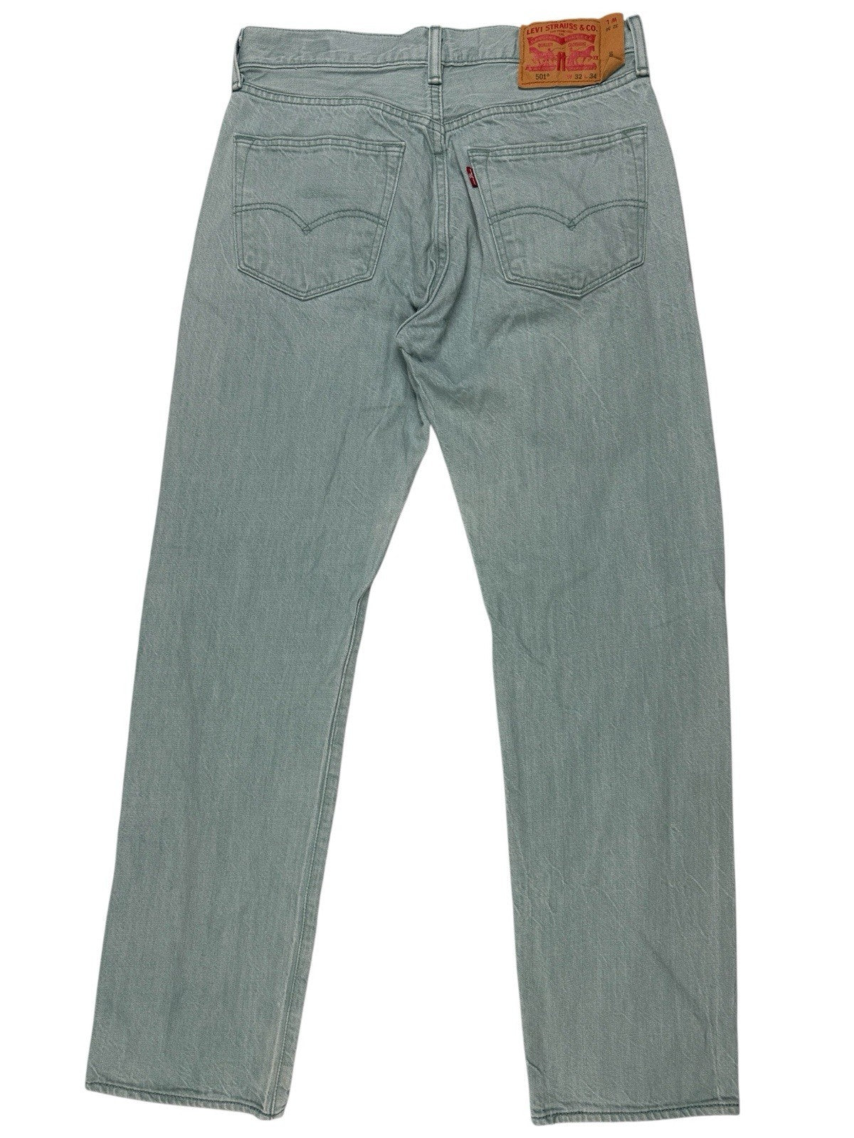Levi's 501 Green White Oak Cone Denim Straight Leg Jeans 32W 31L