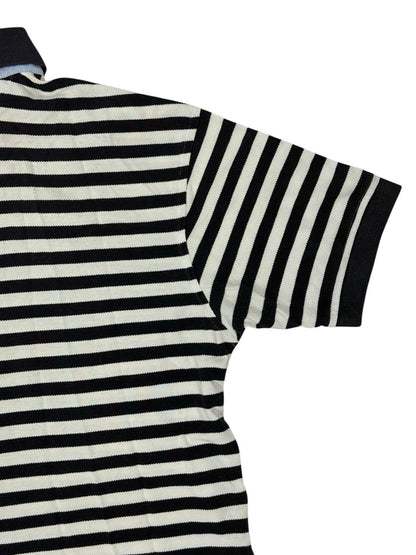 Tommy Hilfiger Blue Striped Cotton Polo Top Small