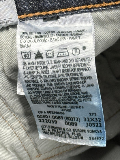 Levi's 501 Blue Straight Fit Button Fly Denim Jeans 32W 32L