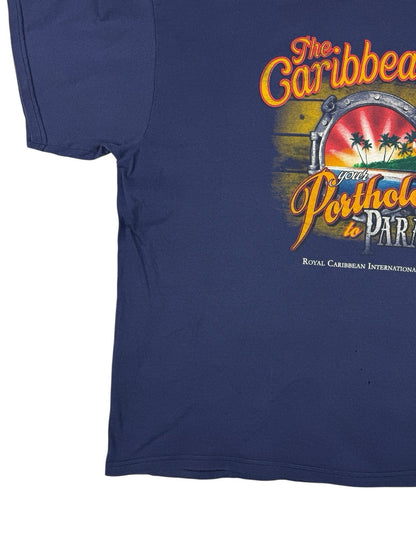 Retro Royal Caribbean Blue Porthole Paradise Travel Destination Top 3XL