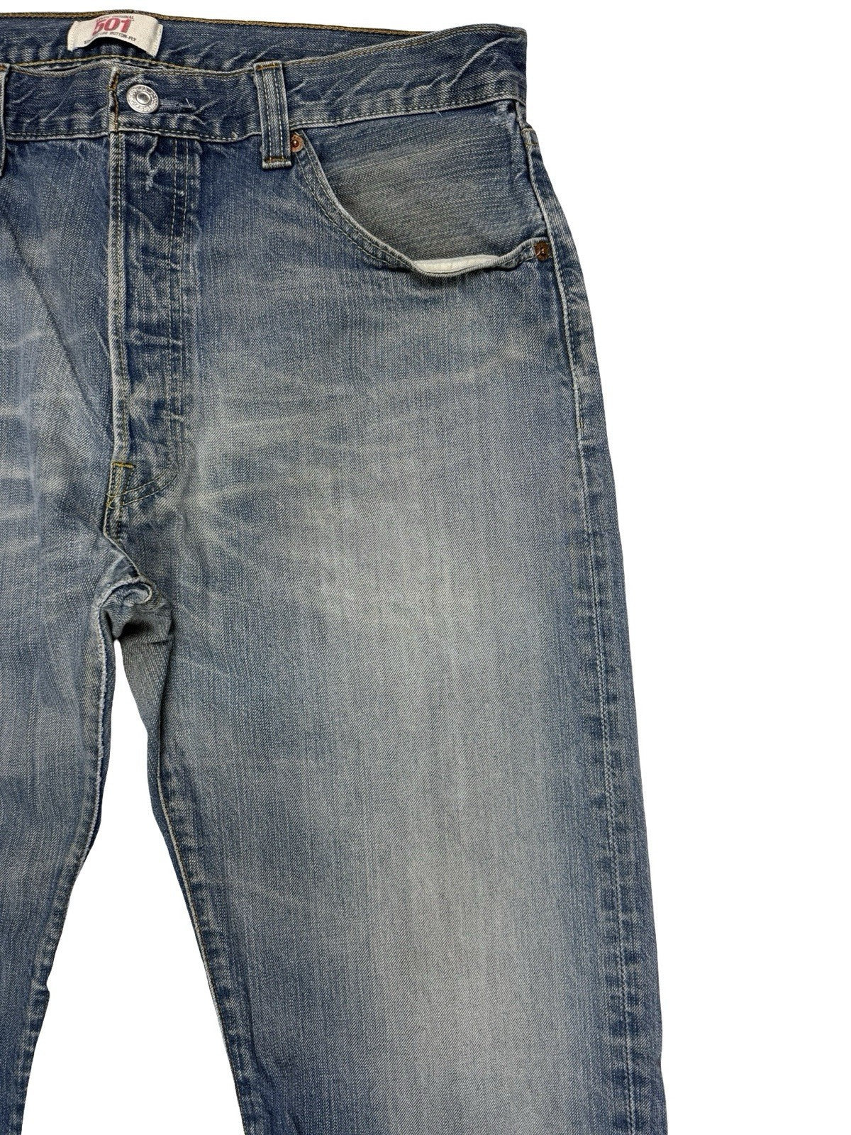 Levi's 501 Original Blue Straight Leg Button Fly Denim Jeans 36W 32L