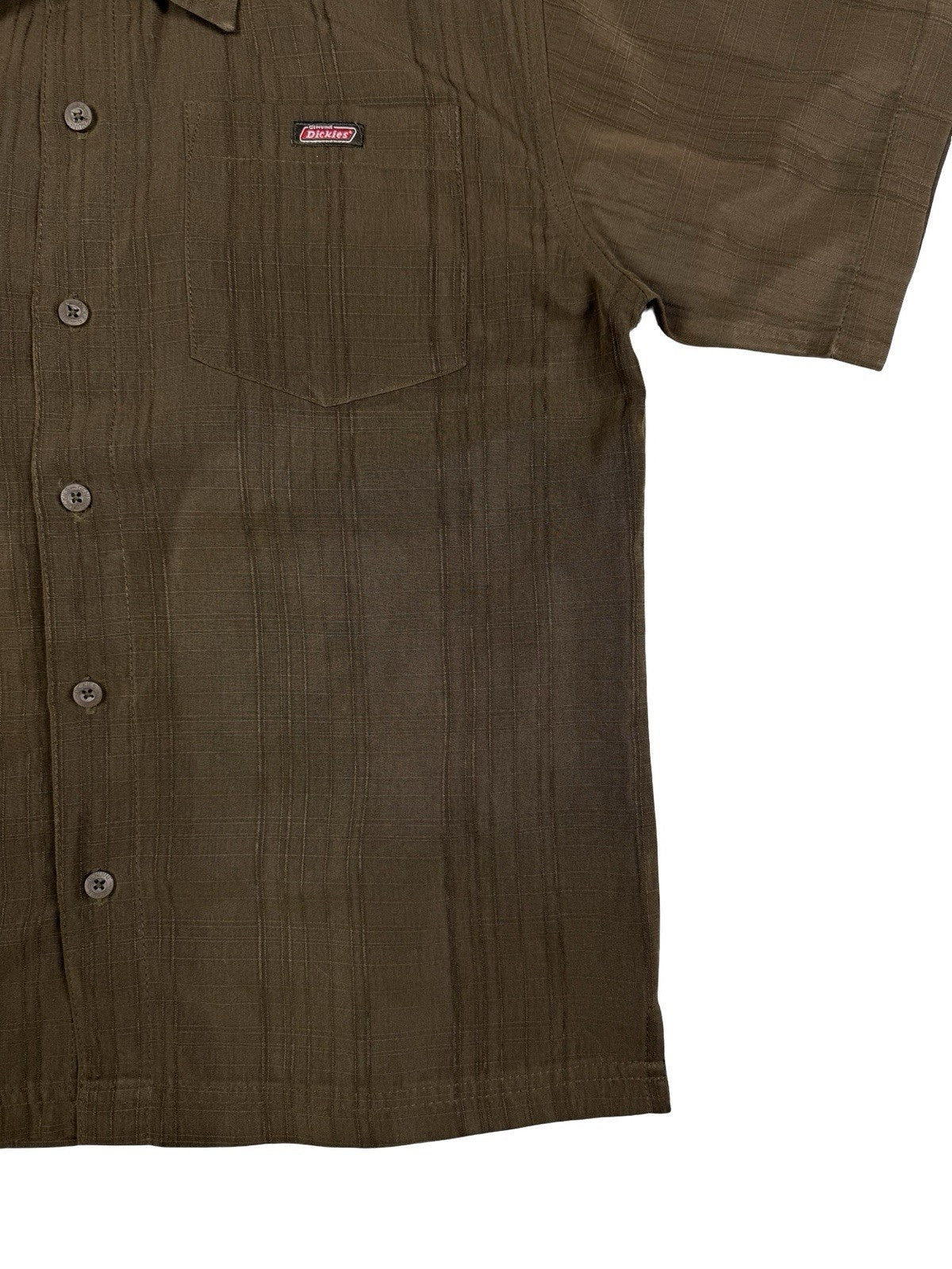 Dickies Striped Brown Polyester Button Shirt Youth Medium (age 8)