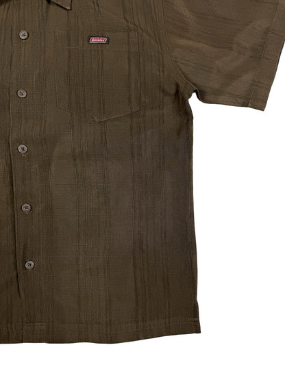 Dickies Striped Brown Polyester Button Shirt Youth Medium (age 8)