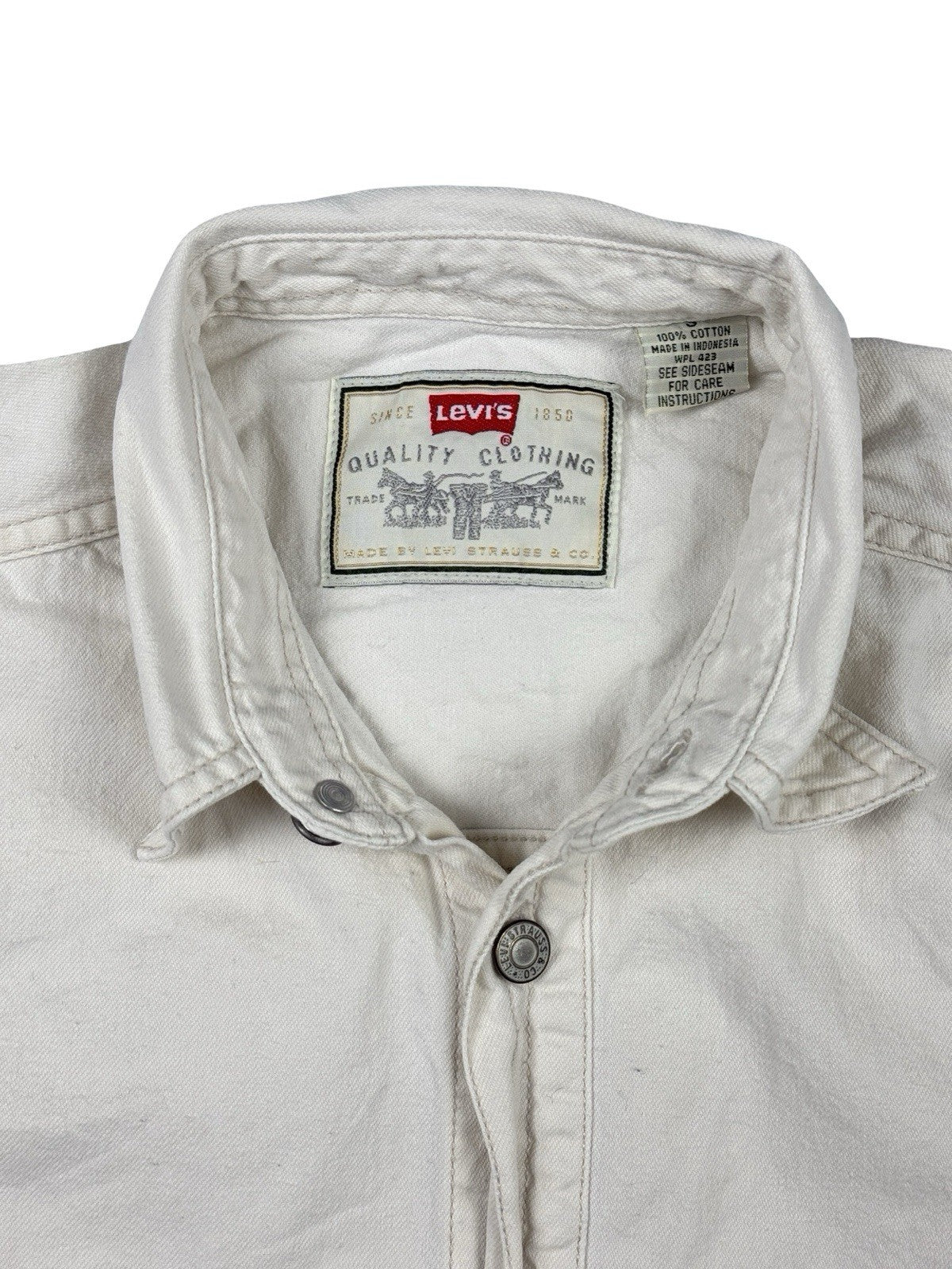 Levi's Vintage 90s White Button Cotton Western Shirt Size Small
